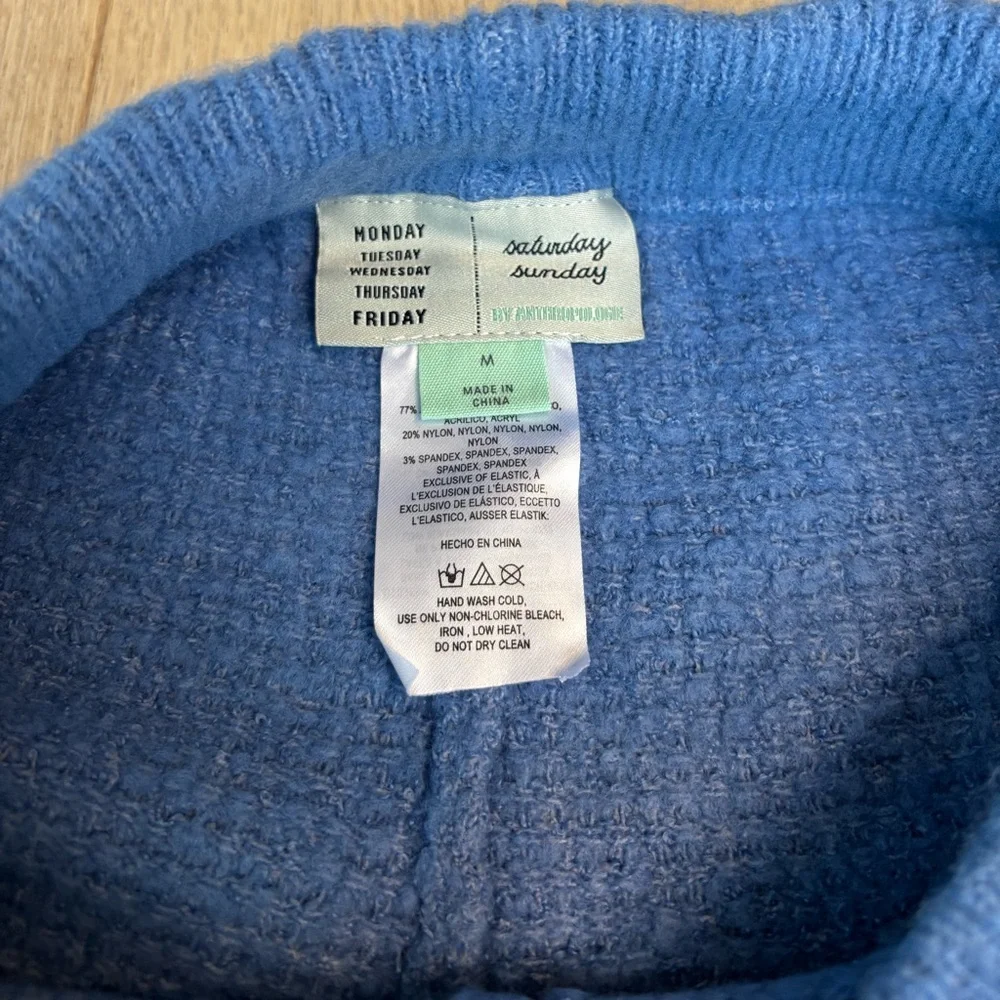 Anthropologie Saturday Sunday Cornflower Blue Waffle Knit Lounge Shorts - Picture 3 of 6